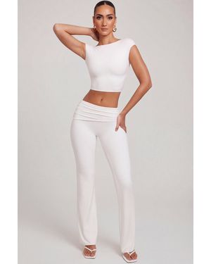 Oh Polly Petite Mid-Rise Straight Leg Trousers - White