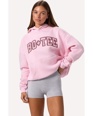 BO+TEE Embroidered Oversized Hoodie - Pink