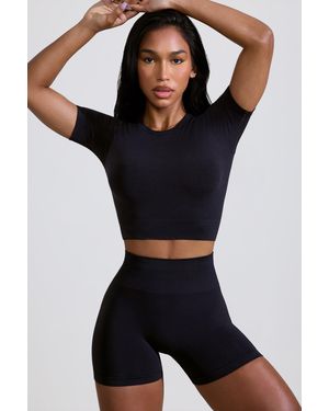 BO+TEE High Waist Define Luxe Mini Shorts - Black