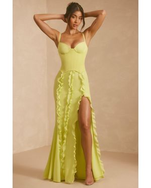 Oh Polly Corset Frill Skirt Maxi Dress - Green