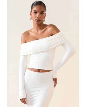 Oh Polly Modal Off-Shoulder Long-Sleeve Top - White