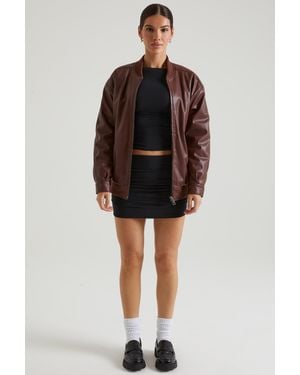 Oh Polly Faux Leather Jacket - Brown