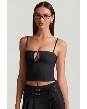 Oh Polly Cut-Top Camisole Top - Black