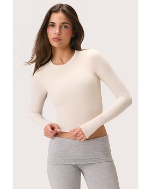 BO+TEE Buttercloud Long-Sleeve Crop Top - White
