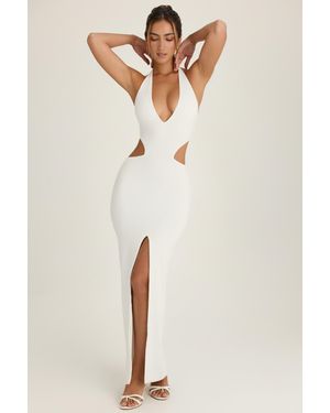 Oh Polly Cut-Out Halterneck Maxi Dress - White