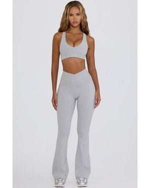 BO+TEE Soft Active V-Waist Flared Leggings - Grey