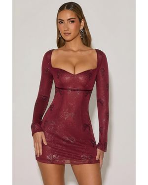 Oh Polly Embellished Sweetheart A-Line Mini Dress - Red