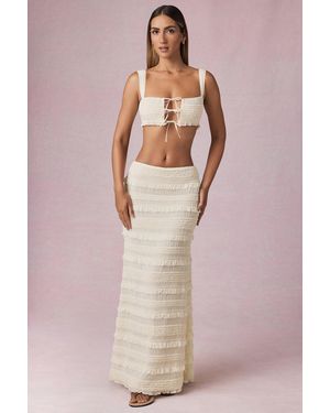 Oh Polly Ruffled Mid-Rise Maxi Skirt - White