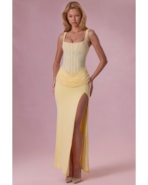 Oh Polly Mesh Draped Bridesmaid Dress - Yellow