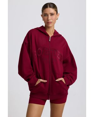 BO+TEE Oversized Zip-Up Hoodie - Red