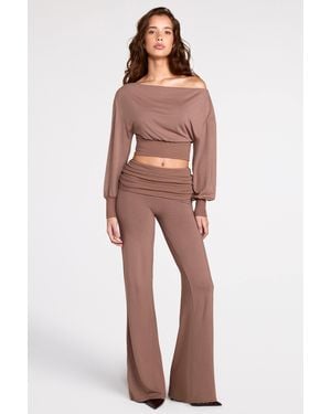 Oh Polly Modal Low-Rise Straight-Leg Trousers - Brown