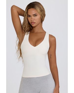 BO+TEE Soft Active V-Neck Tank Top - White