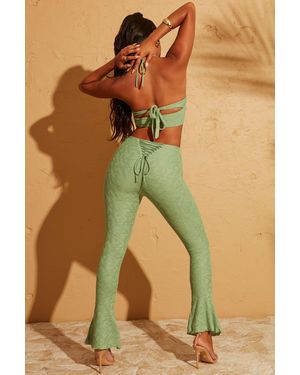 Oh Polly Lace Up Back Trousers - Green