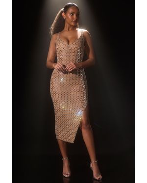 Oh Polly Embellished Open-Back Midaxi Dress - Natural