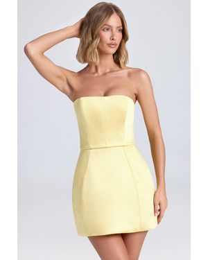 Oh Polly Bandeau Structured Tulip Mini Dress - Yellow