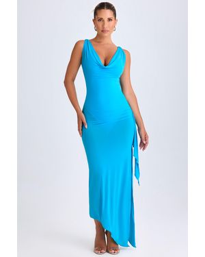 Oh Polly Ruffle-Trim Cowl-Neck Midaxi Dress - Blue
