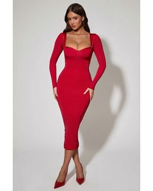 Oh Polly Layered Bra-Detail Ruched Midaxi Dress