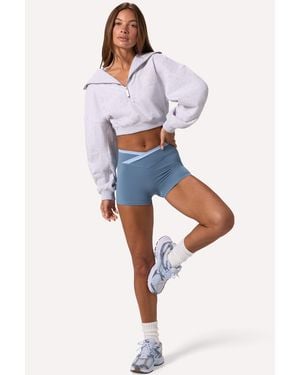 BO+TEE Quarter-Zip Cropped Sweatshirt - Grey