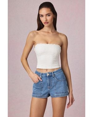 Oh Polly High-Waist A-Line Shorts - Blue
