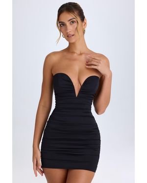 Oh Polly Ruched Bandeau Mini Dress - Black