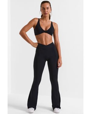 BO+TEE Soft Active V-Waist Flared Leggings - Blue