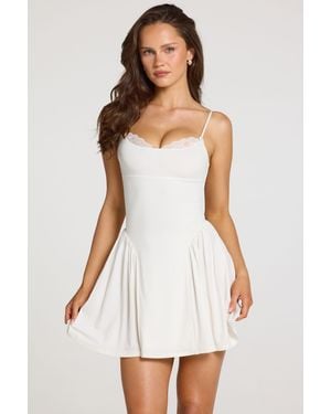 Oh Polly Modal Lace-Trim Mini Dress - White