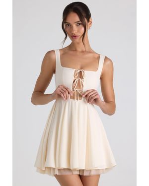 Oh Polly Tie-Detail A-Line Micro Mini Dress - White