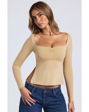 Oh Polly Modal Sweetheart-Neck Top - Natural