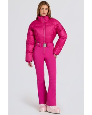 BO+TEE Waterproof Padded Belted Ski Suit - Pink