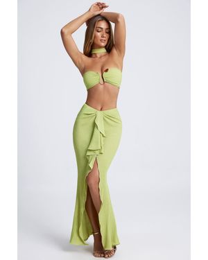 Oh Polly Ruffle-Trim Maxi Skirt - Green