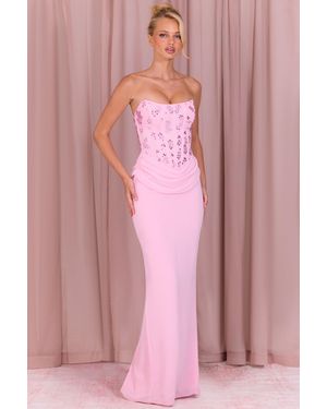 Oh Polly Embellished Corset Maxi Dress - Pink