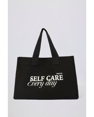 BO+TEE Oversized Canvas Tote Bag - Black