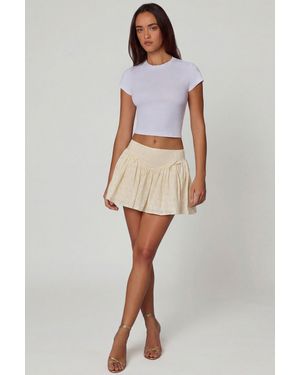 Oh Polly Bow-Detail Broderie Anglaise Mini Skirt - White