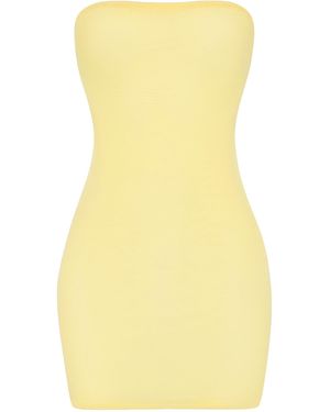 Oh Polly Soft Sheer-Mesh Bandeau Mini Slip Dress - Yellow