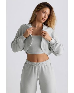 BO+TEE Brushed Jersey Hooded Cropped Shrug - Grey