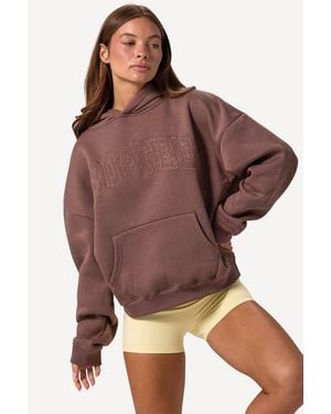 BO+TEE Embroidered Oversized Hoodie - Brown