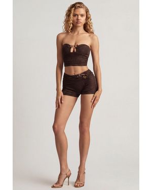 Oh Polly Mid-Rise Shorts - Brown