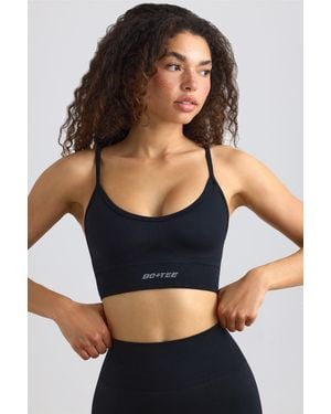 BO+TEE Super Sculpt Seamless Scoop-Neck Sports Bra - Black