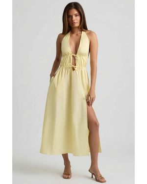 Oh Polly Backless Cotton-Poplin Midaxi Dress - Yellow