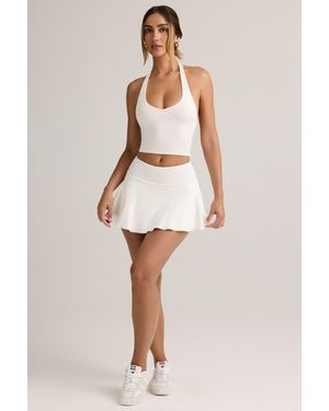 Oh Polly Modal Low-Rise Ruched Mini Skort - White