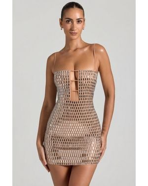 Oh Polly Embellished Cut-Out Mini Dress - Natural