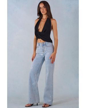 Oh Polly Mid-Rise Straight-Leg Jeans - Blue