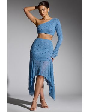 Oh Polly Embellished Handkerchief Hem Skirt - Blue