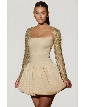 Oh Polly Embellished Bubble Hem Mini Dress - Metallic
