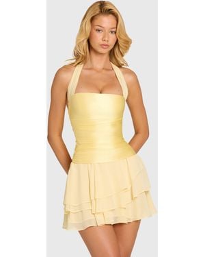 Oh Polly Satin Corset Mini Dress - Yellow