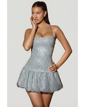 Oh Polly Embellished Bubble Hem Mini Dress - Metallic
