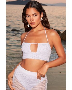 EBY Beaded Crochet Crop Top - Purple