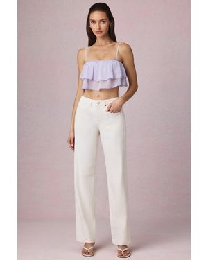 Oh Polly Mid-Rise Barrel-Leg Jeans - White