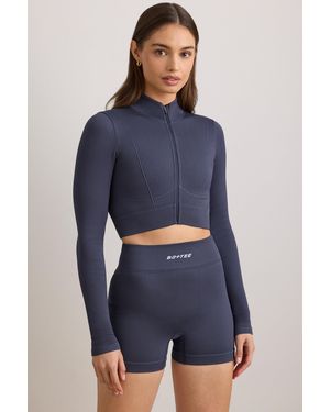 BO+TEE Flexirib Zip-Up Cropped Jacket - Blue