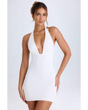 Oh Polly Cowl-Back Halterneck Mini Dress - White